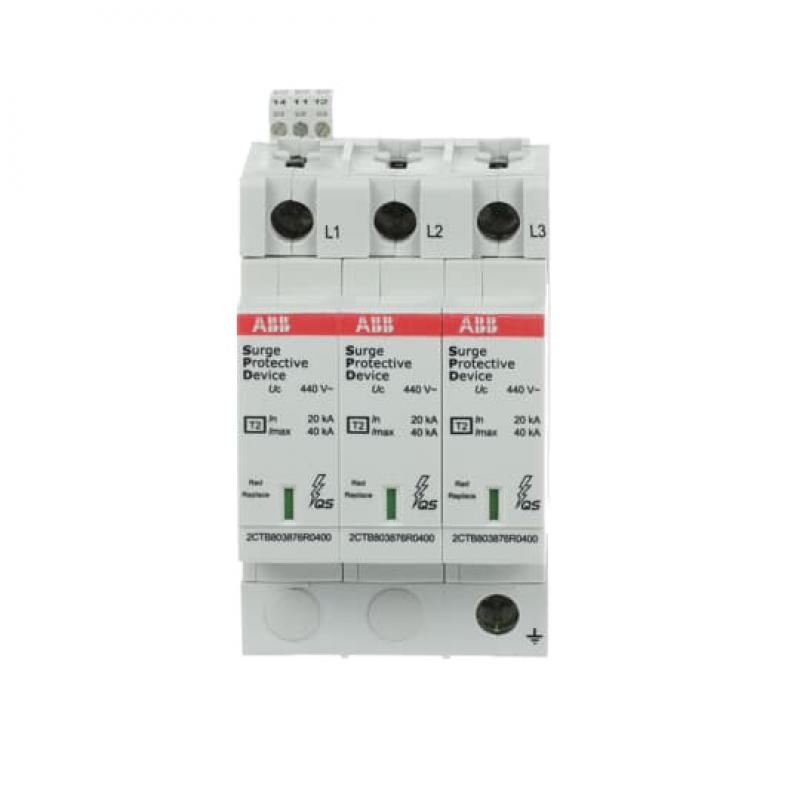 ABB OVR T2 3L 40-440 P TS QS SPD Typ 2 für 400/690 V TN-C 3P, Imax 40kA, In 20kA, Up 1, 8kV, TS Telesignal