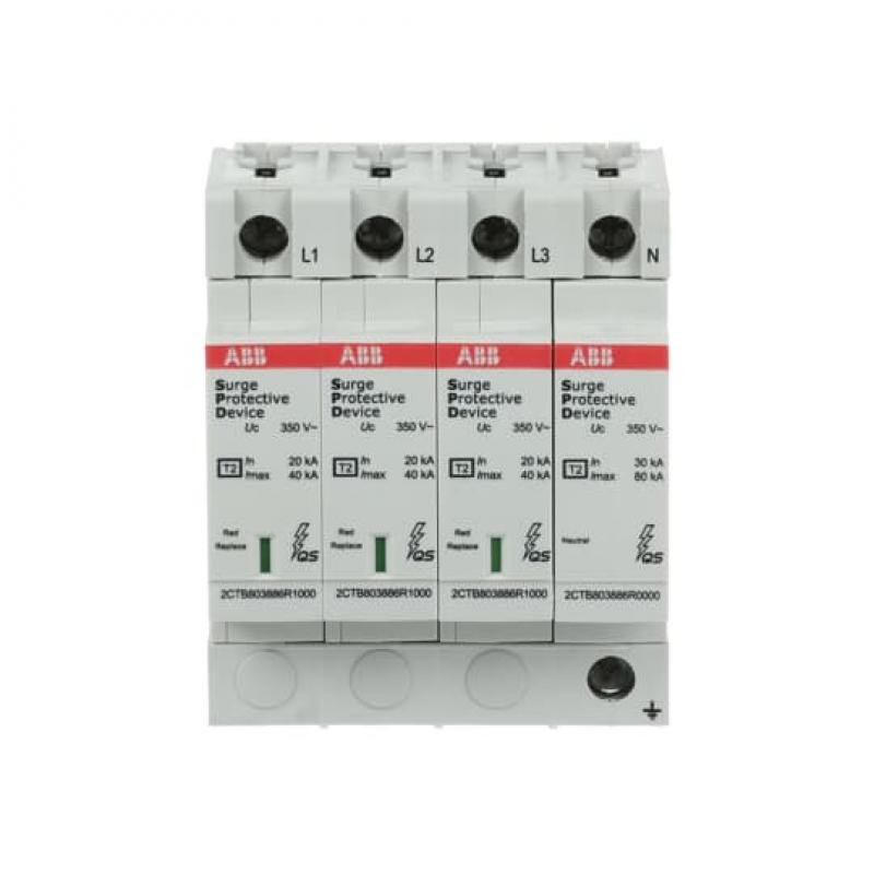 ABB OVR T2 3N 40-350 P QS SPD Typ 2 für 230/400 V TT-3Ph. + TN-S 3P+N, Imax 40kA, In 20kA, Up 1, 5kV
