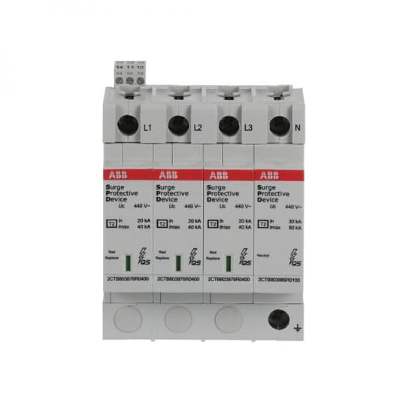 ABB OVR T2 3N 40-440 P TS QS SPD Typ 2 für 400/690 V TT-3Ph. + TN-S 3P+N, Imax 40kA, In 20kA, Up 1, 8kV, TS Telesignal