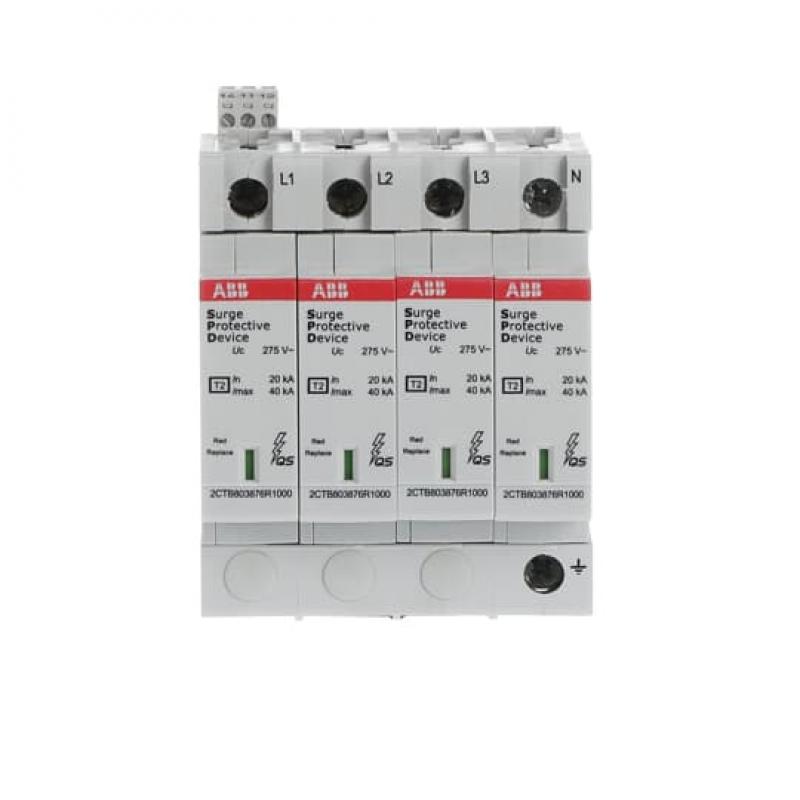 ABB OVR T2 4L 40-275 P TS QS SPD Typ 2 für 230/400 V TN-S 4P, Imax 40kA, In 20kA, Up 1, 25kV, TS Telesignal