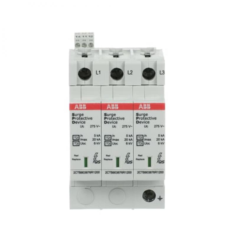 ABB OVR T2-T3 3L 20-275 P TS QS SPD Typ 2 für 230/400V TN-C 3P, Imax 20kA, In 5kA, Up 0, 9kV, TS Telesignal