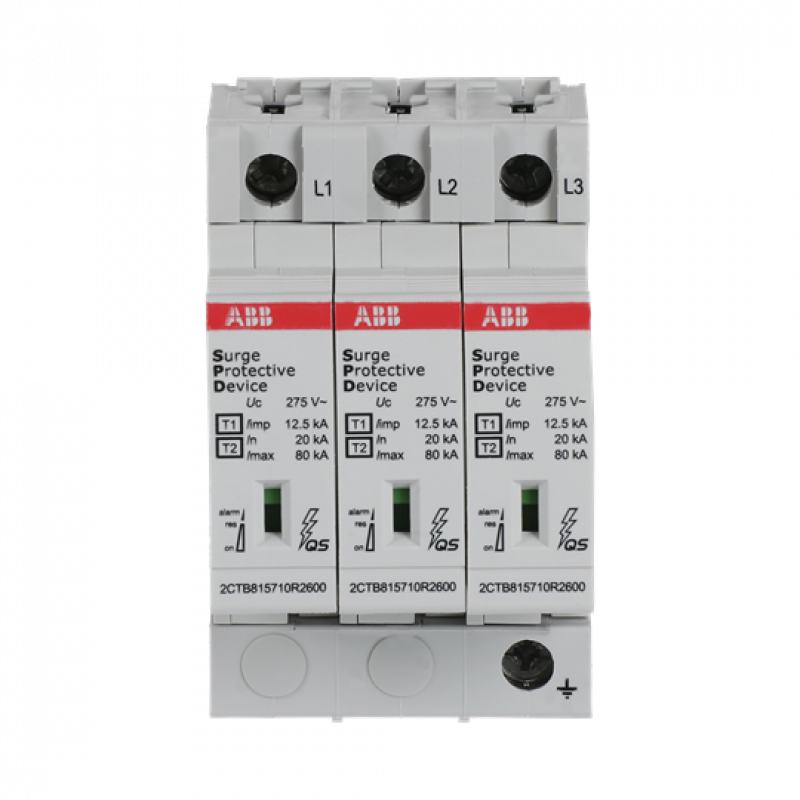 ABB OVR T1-T2 3L 12.5-275s P QS Kombi-Ableiter T1-T2 12.5kA/Pol, TNC 3, Uc 275 V, Up 1, 1 kV