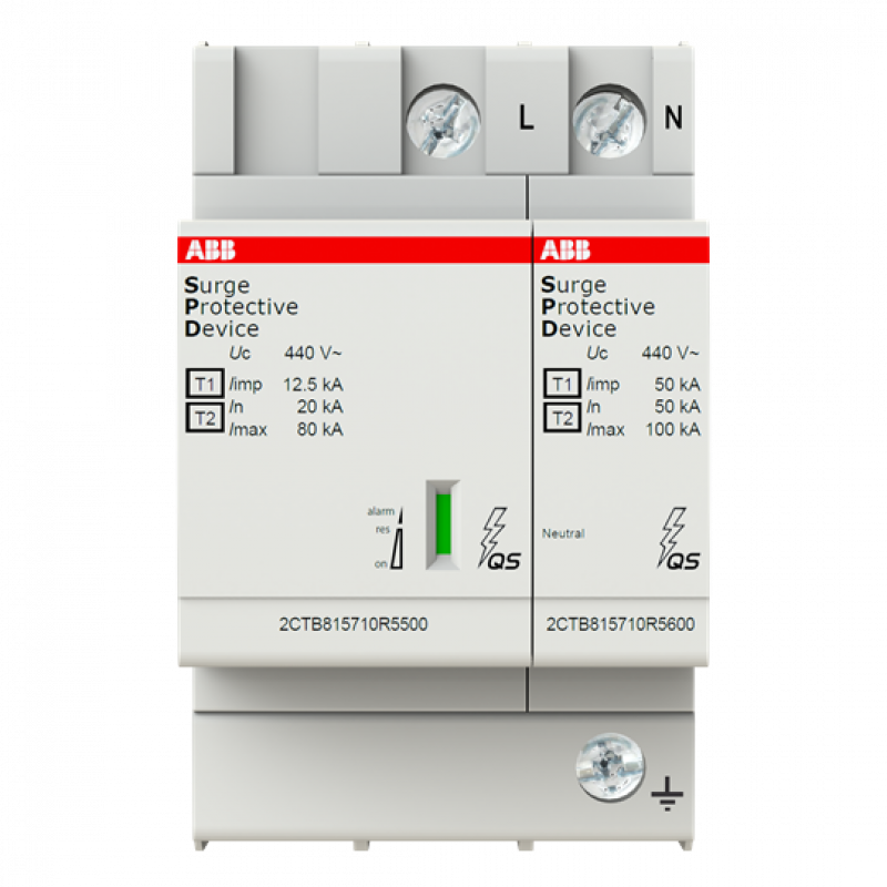 ABB OVR T1-T2 1N 12.5-440s P QS Kombi-Ableiter T1-T2 12.5kA/Pol, TT/TN 1+N, Uc 440V, Up 1, 8 kV