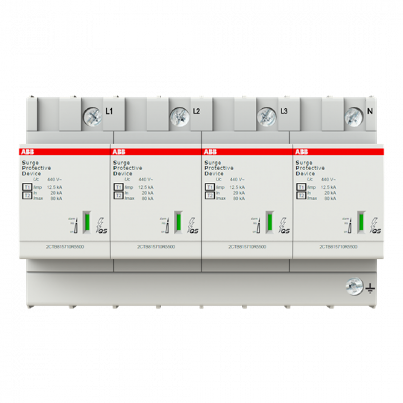 ABB OVR T1-T2 4L 12.5-440s P QS Kombi-Ableiter T1-T2 12.5kA/Pol, TNS 4+0, Uc 440V, Up 1, 6 kV