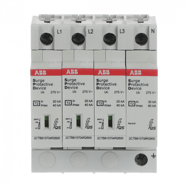 ABB OVR T2 3N 40-275s P QS SPD T2 mit Reserve-Var. 230/400 V TT/TNS 3P 3P+N, Imax 40kA, In 20kA, Up 3, 5kV