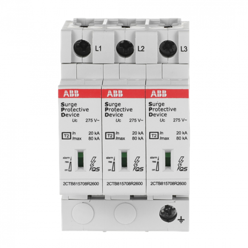 ABB OVR T2 3L 80-275s P QS SPD T2 mit Reserve-Varistor 230/400 V TNC 3P 3P, Imax 80kA, In 30kA, Up 1, 8kV