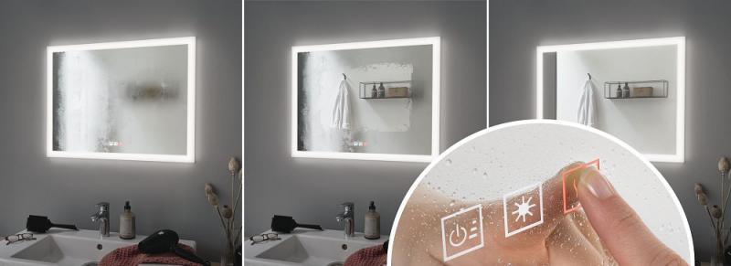 Beheizbarer eckiger LED-Badezimmerspiegel Paulmann 78951 HomeSpa mit WhiteSwitch-Funktion 60x80cm
