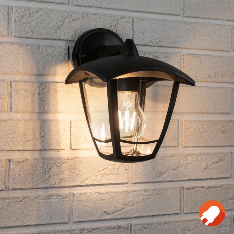 Paulmann 94392 Outdoor 230V Wandleuchte Classic curved IP44 E27 Klarglas/Schwarz ohne LM