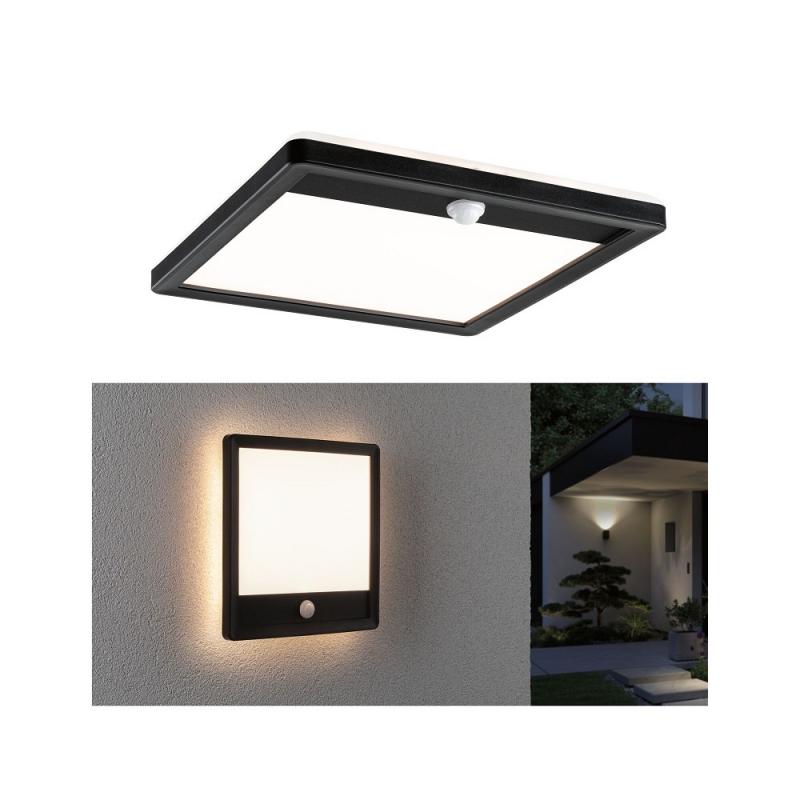 Paulmann 94665 LED Außenpanel Lamina Backlight Bewegungsmelder IP44 eckig warmweiß 14,5W Schwarz
