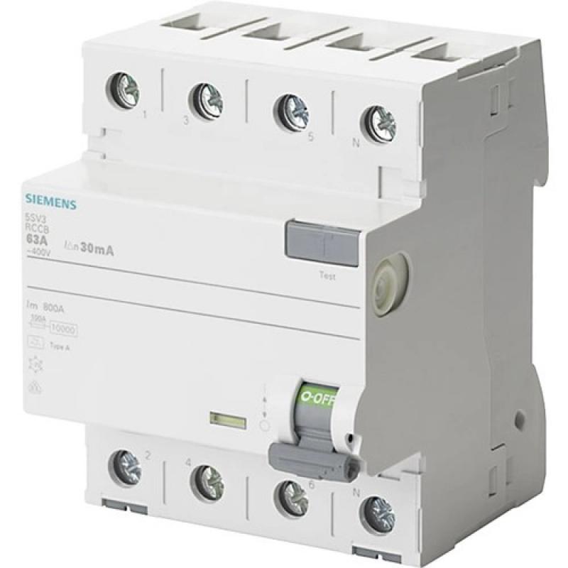 SIEMENS FI-Schutzschalter 5SV3344-6 Typ A 40A 30mA 4-polig 400V Fehlerstromschutzschalter SENTRON