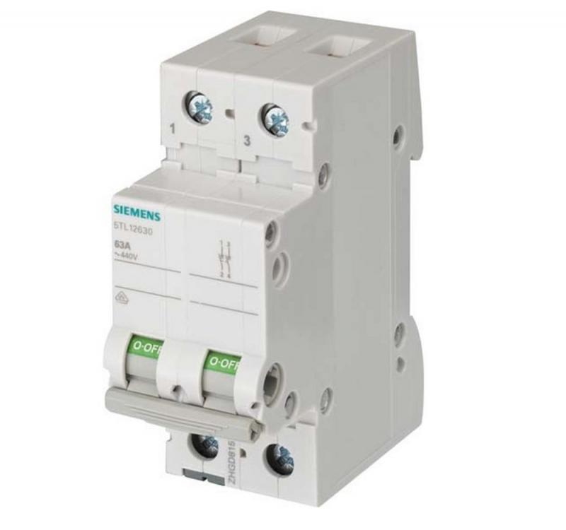 Siemens SENTRON Lasttrennschalter 5TL1263-0 63A 2-polig Ein-Aus-Schalter Hutschiene