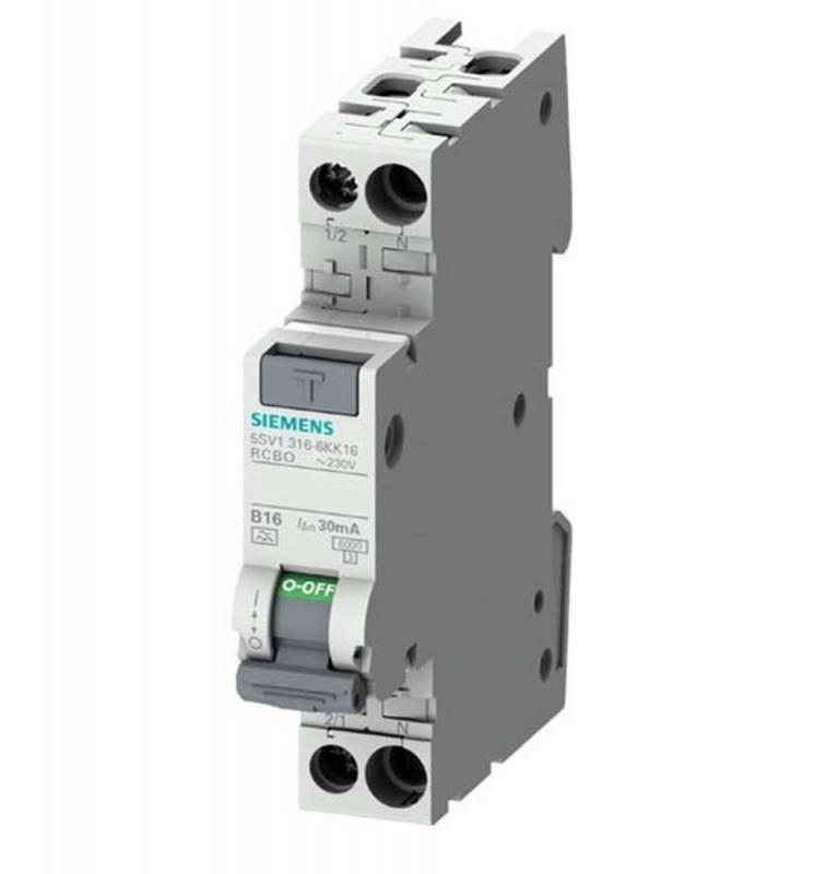 Siemens SENTRON FI/LS-Schalter kompakt 5SV1316-6KK13 1TE 1P+N Typ A B13 30mA 6kA