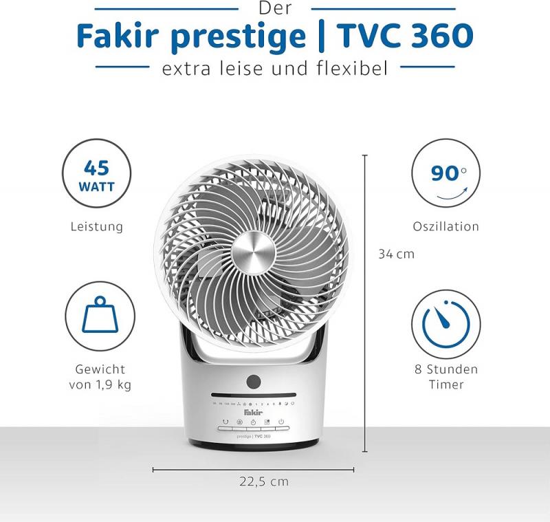 Fakir prestige TVC 360 Tischventilator weiß/schwarz