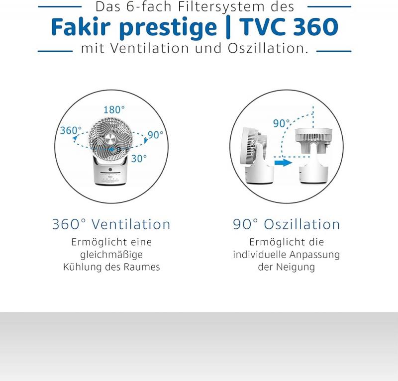 Fakir prestige TVC 360 Tischventilator weiß/schwarz