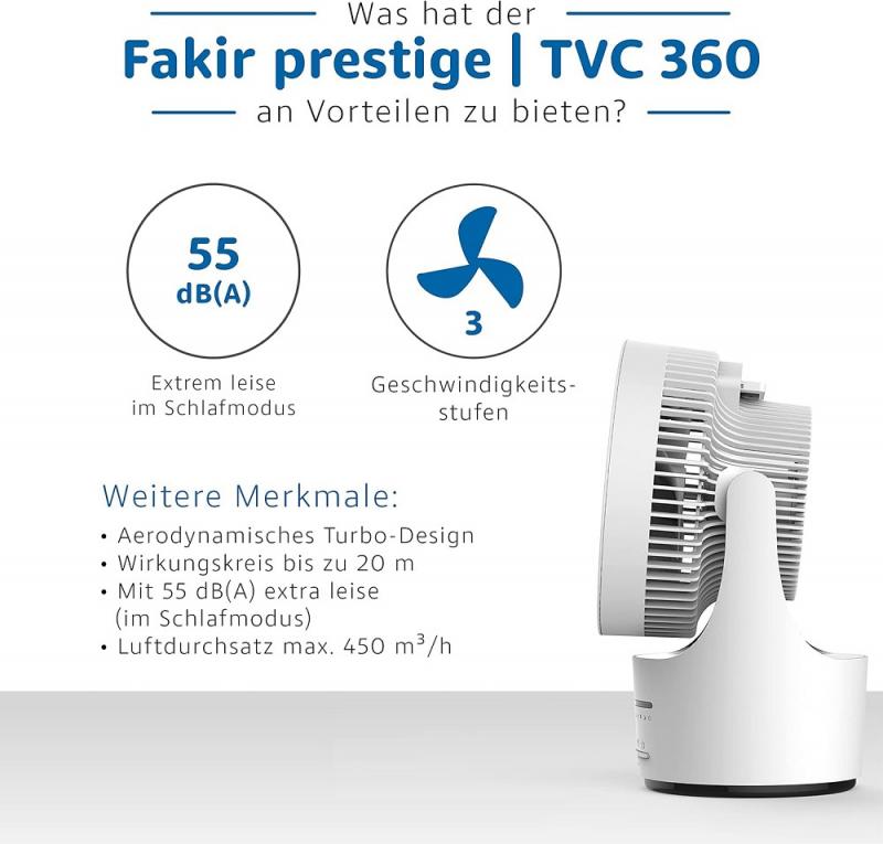 Fakir prestige TVC 360 Tischventilator weiß/schwarz