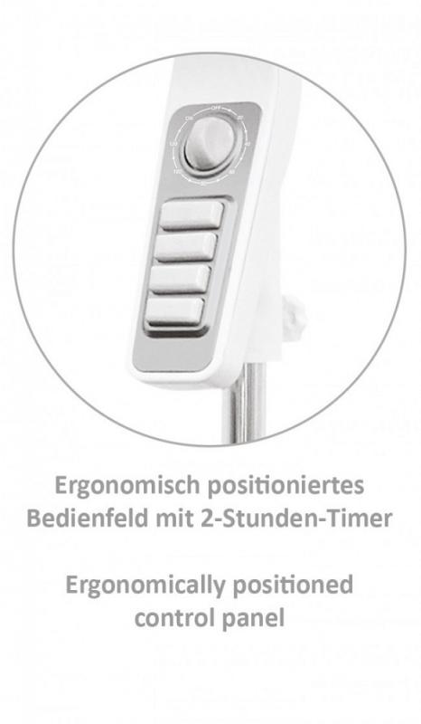 Fakir SDA 6958009 Standventilator VC 35 S in Weiß 3 Stufen, Timer, höhenverstellbar