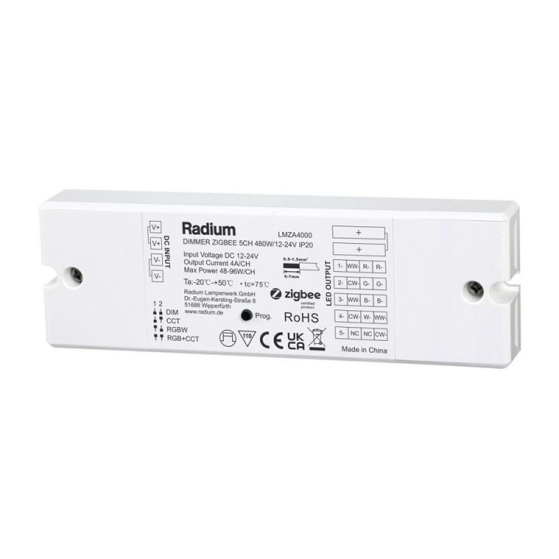 Radium Zigbee Dimmer 5-Kanal 480W, 12–24V, RGBW, IP20, Art.-Nr. LMZA4000