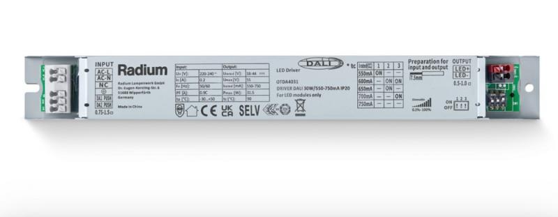 Radium OTDA4031 DALI-Treiber 30W 550-750mA 18-44V DC-LED-Lampen und Module IP20 dimmbar
