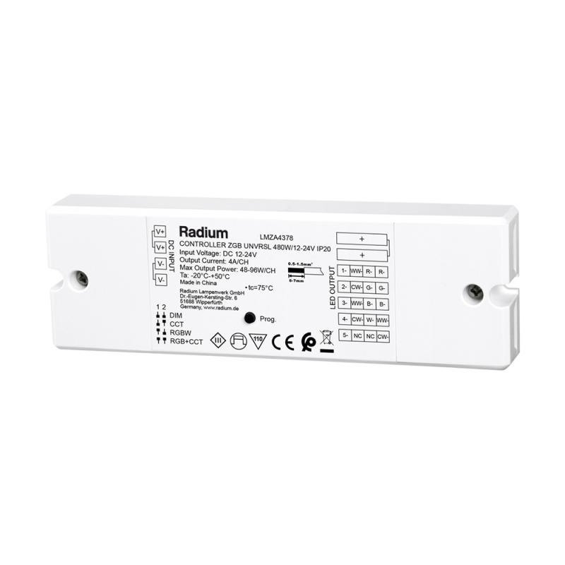 Radium Universeller Zigbee-Dimmer 5-Kanal RGBW 480W 12–24V, 4A/Kanal, IP20, Art.-Nr. LMZA4378