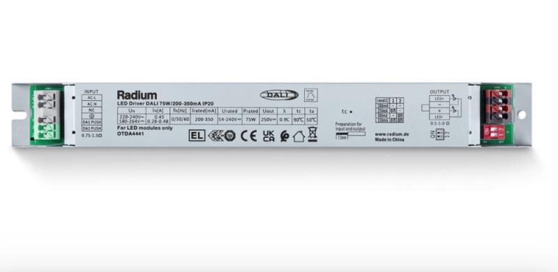 Radium DALI-Treiber OTDA4441 75W 200–350mA, DALI-2 DT6, Push-Dim, IP20