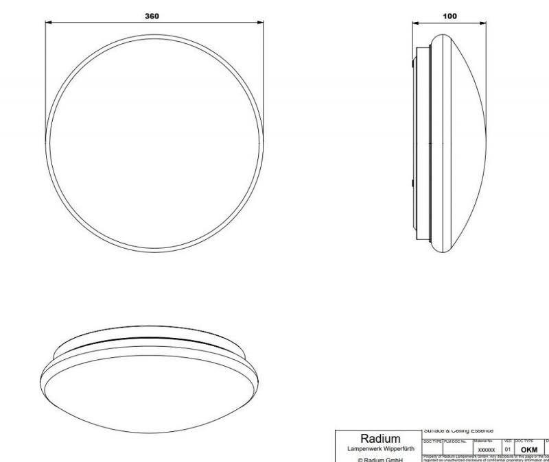 Radium LED Aufbauleuchte Essence SENSOR 24,5W 2050lm 3000/4000K CCT 120° Ø360mm IP54