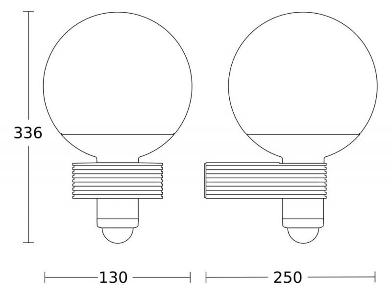 STEINEL Außenwandleuchte L 400 S mit Sensor in Schwarz mit Kristallglaskugel