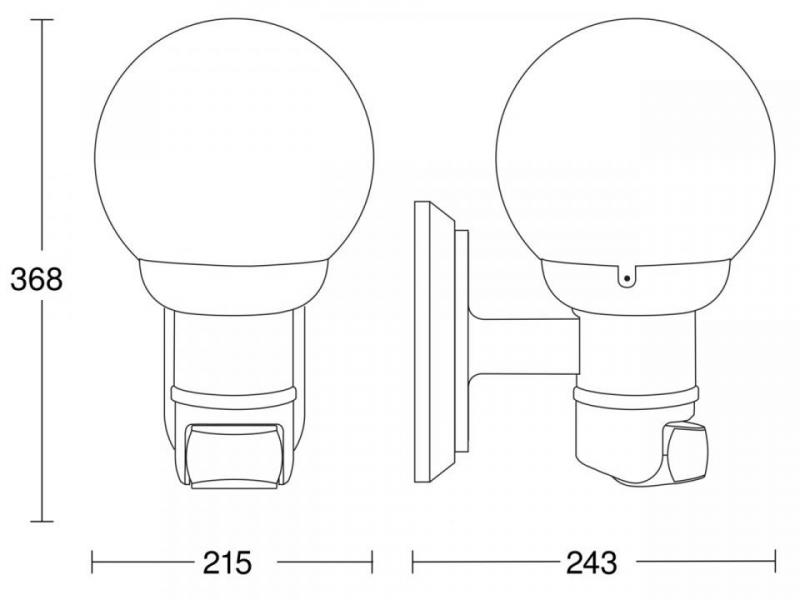 STEINEL L 560 S Sensor-Außenwandlampe in Schwarz  mit Kristallglaskugel