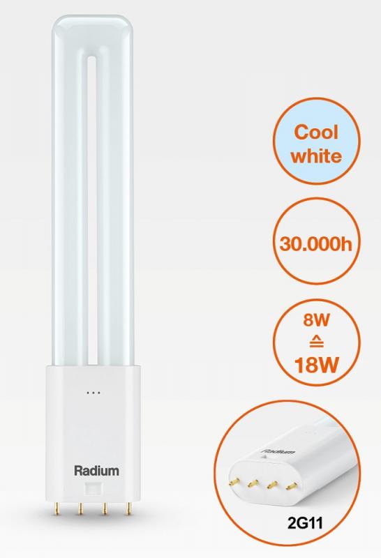 Radium LED Essence Long RL-LONG18 840/2G11 UN LED-Kompaktlampe 8W 4000K Neutralweiß