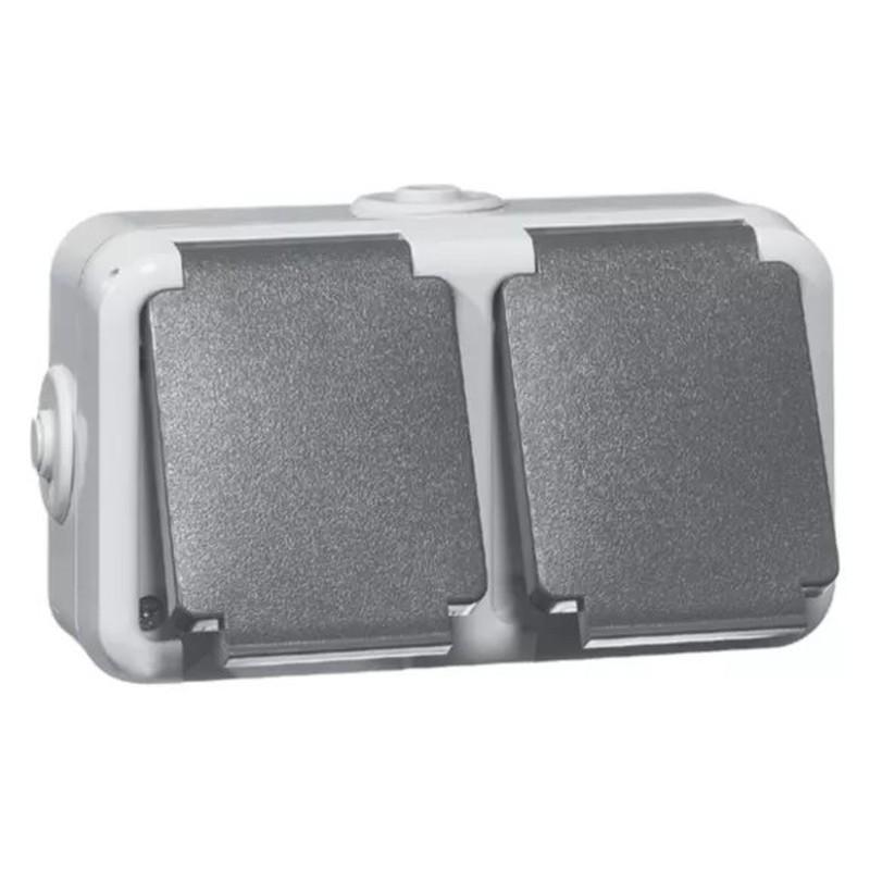 PEHA by Honeywell D 6632 WAB SCHUKO-Doppelsteckdose 2-fach Grau IP44 16 A 250 V 00306211