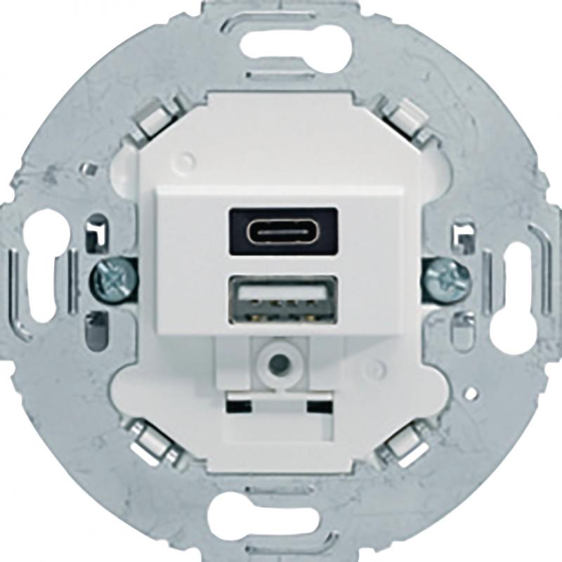 Berker 260419 USB A+C Lade-Std., 2fach, 3.0A, rund, pw