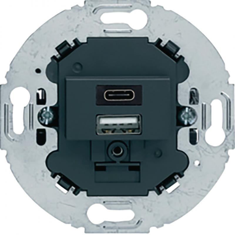 Berker 260415 USB A+C Lade-Std.,2fach,3.0A,rund, ant.