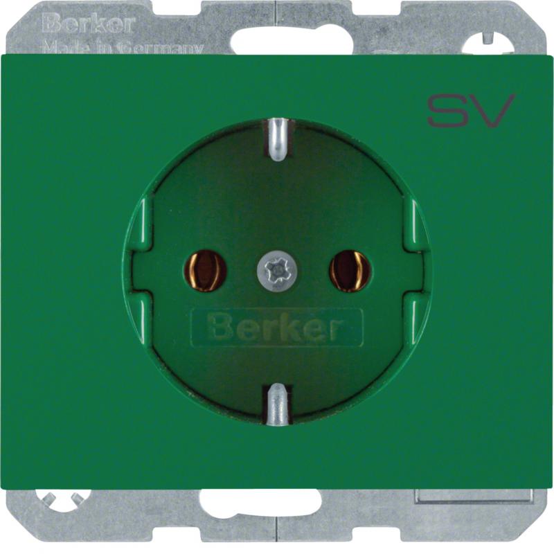 Berker 47157113 Steckdose SCHUKO mit Aufdruck K.1/K5 grü