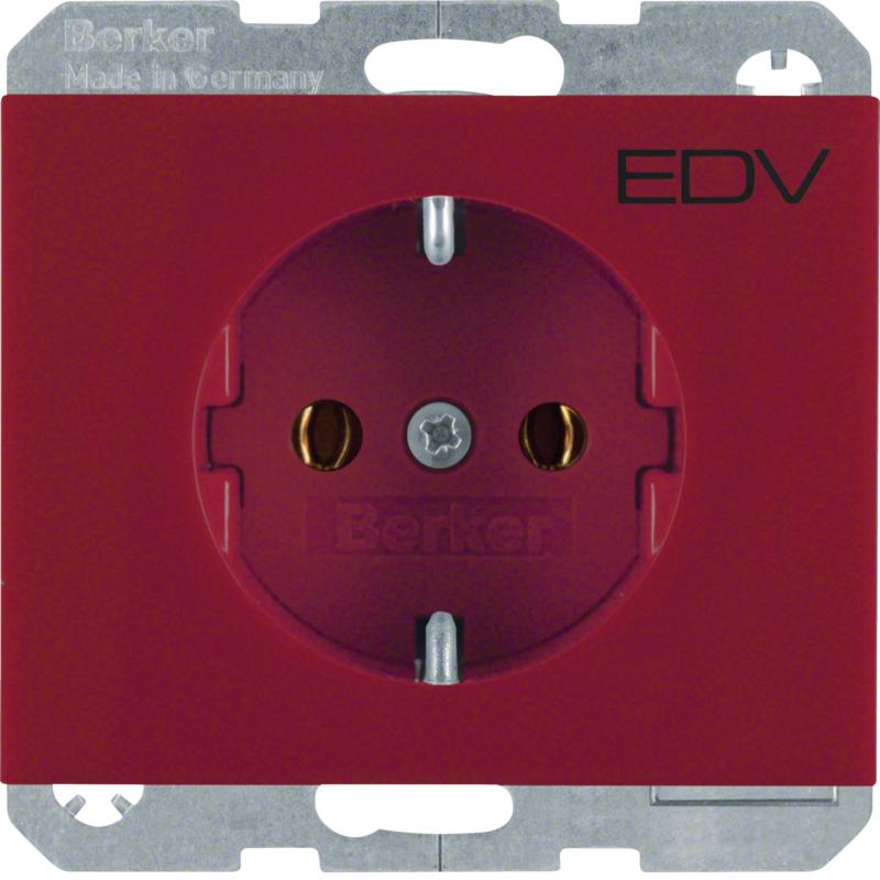 Berker 47157115 Steckdose SCHUKO mit Aufdruck K.1/K5 rot
