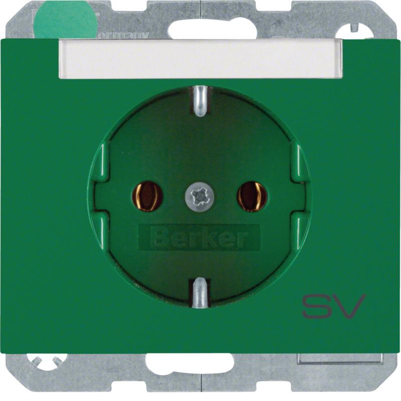 Berker 47397113 Steckdose SCHUKO m BF Aufdr K.1/K.5 grün