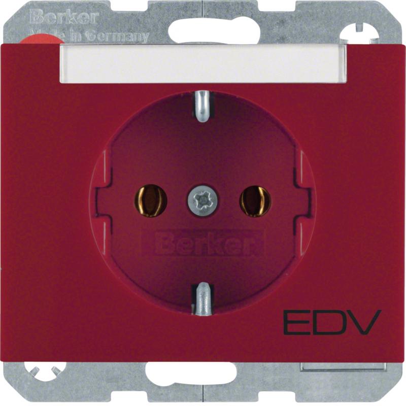 Berker 47397115 Steckdose SCHUKO m BF Aufdr K.1/K.5 rot