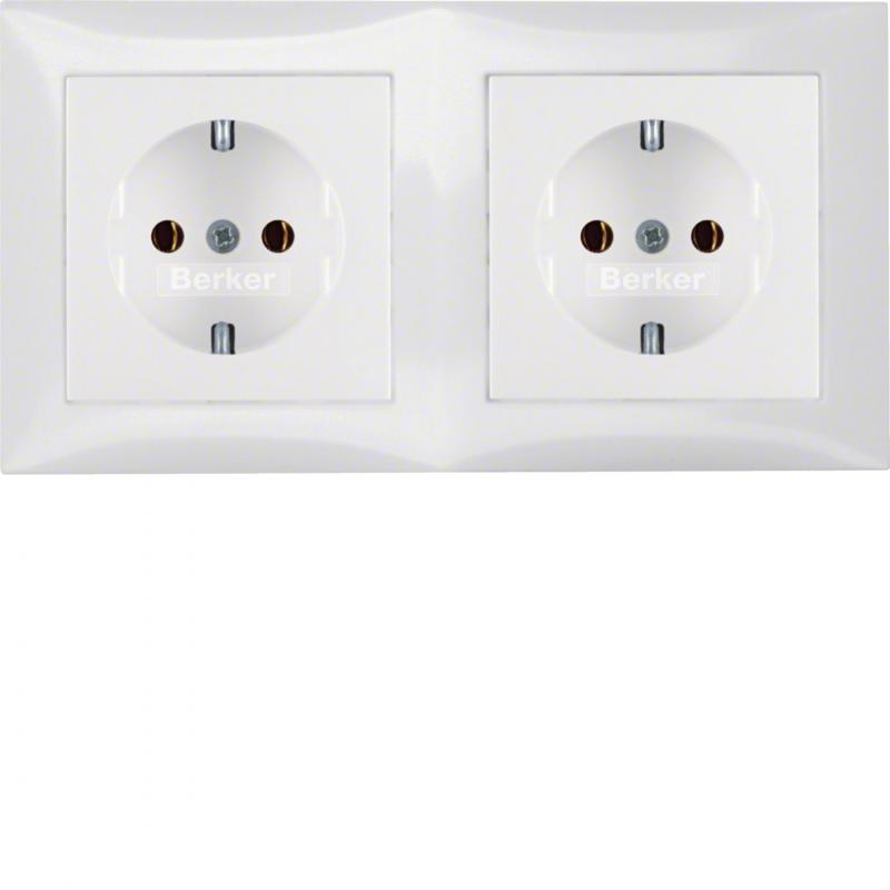 Berker 47208989 Steckdosen-Kom SCHUKO 2f m Ra S.1 pw gl