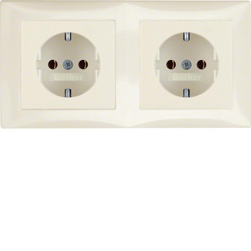 Berker 47208982 Steckdosen-Kom SCHUKO 2f m Ra S.1 we