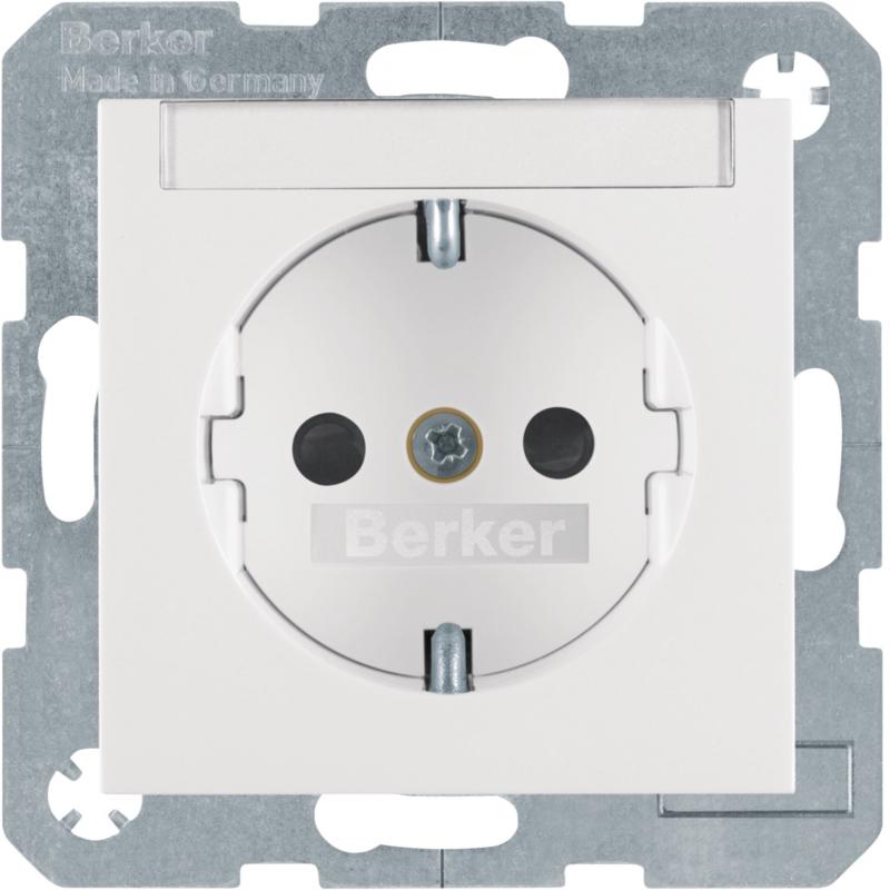 Berker 47498989 Steckdose 1-fach mit Beschriftungsfeld u. erh.BS S.1/B.3/B.7 pol