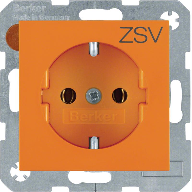 Berker 47438907 Steckd. SCHUKO m Druck S.1/B.x orange gl