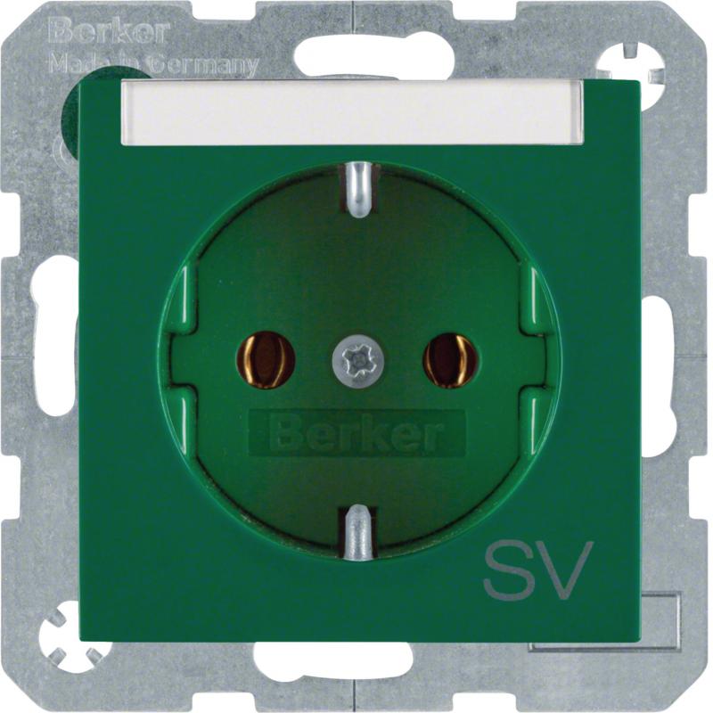 Berker 47508913 Steckd. SCHUKO m BF u Druck S.1/B.x grün