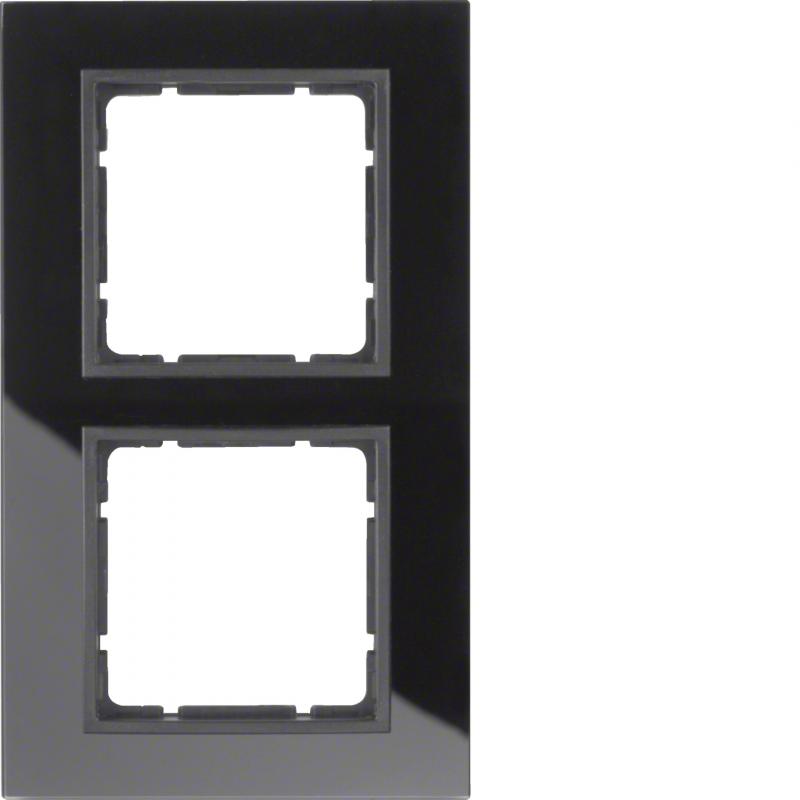 Berker 10126616 Glasrahmen 2-fach, Serie B.7, Glas schwarz/anthrazit matt