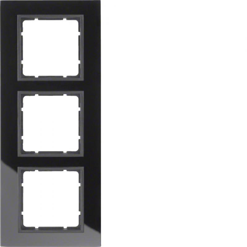 Berker 10136616 Rahmen 3fach B.7 Glas schwarz