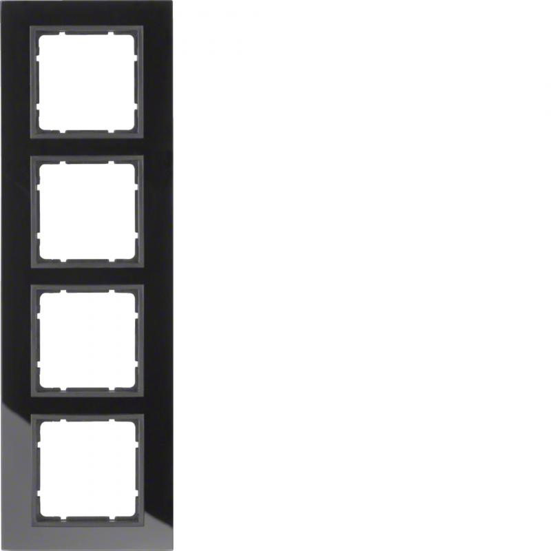 Berker 10146616 Rahmen 4fach B.7 Glas schwarz