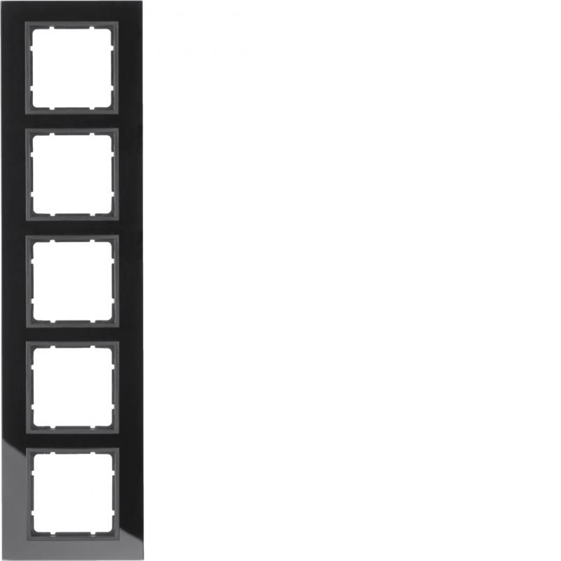 Berker 10156616 Rahmen 5fach B.7 Glas schwarz