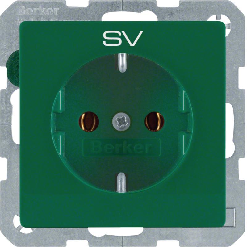 Berker 47436003 Steckdose SCHUKO m Druck Q.x grün sa