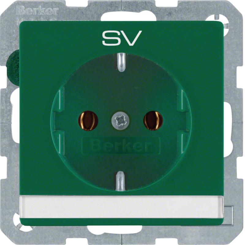 Berker 47506013 Steckdose SCHUKO m BF u Druck Q.x grün