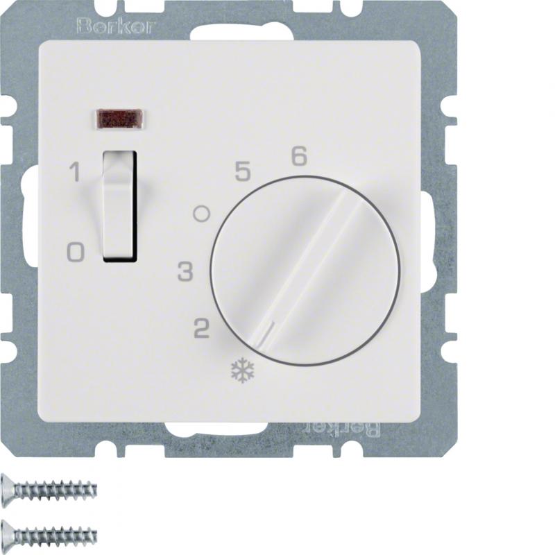 Berker 20306089 Temperaturregler mit Öffner, Z.-Stk., Wippschalter und LED Q.x p