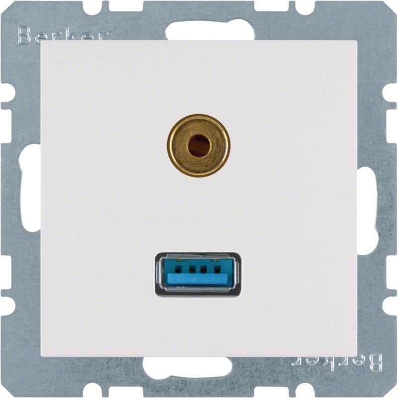 Berker 3315391909 USB/3,5 mm Audio Steckdose S.1 p-w matt