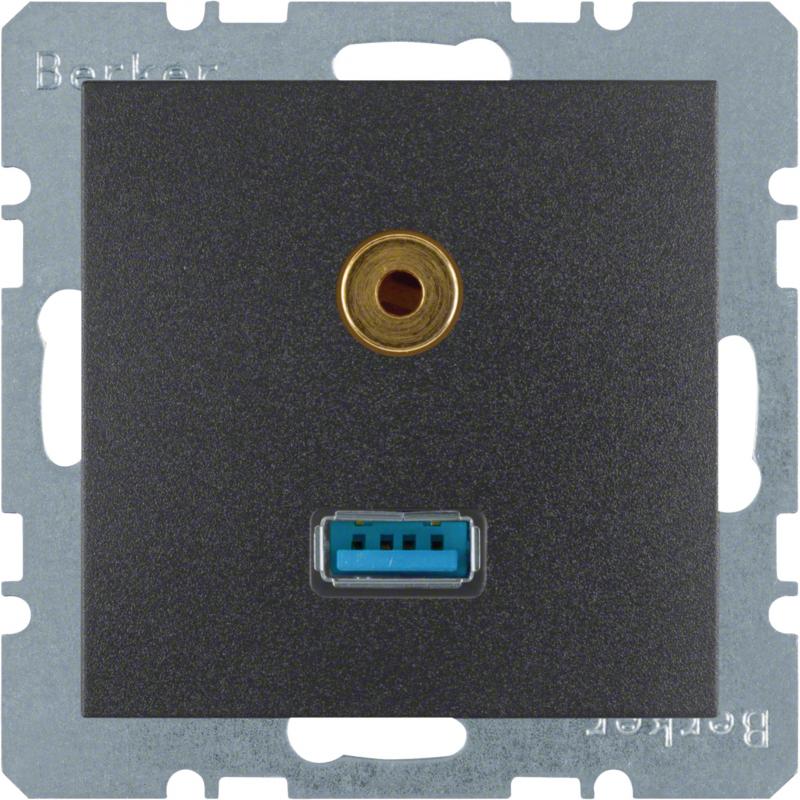 Berker 3315391606 USB/3,5 mm Audio Steckdose B.3/B.7 anth