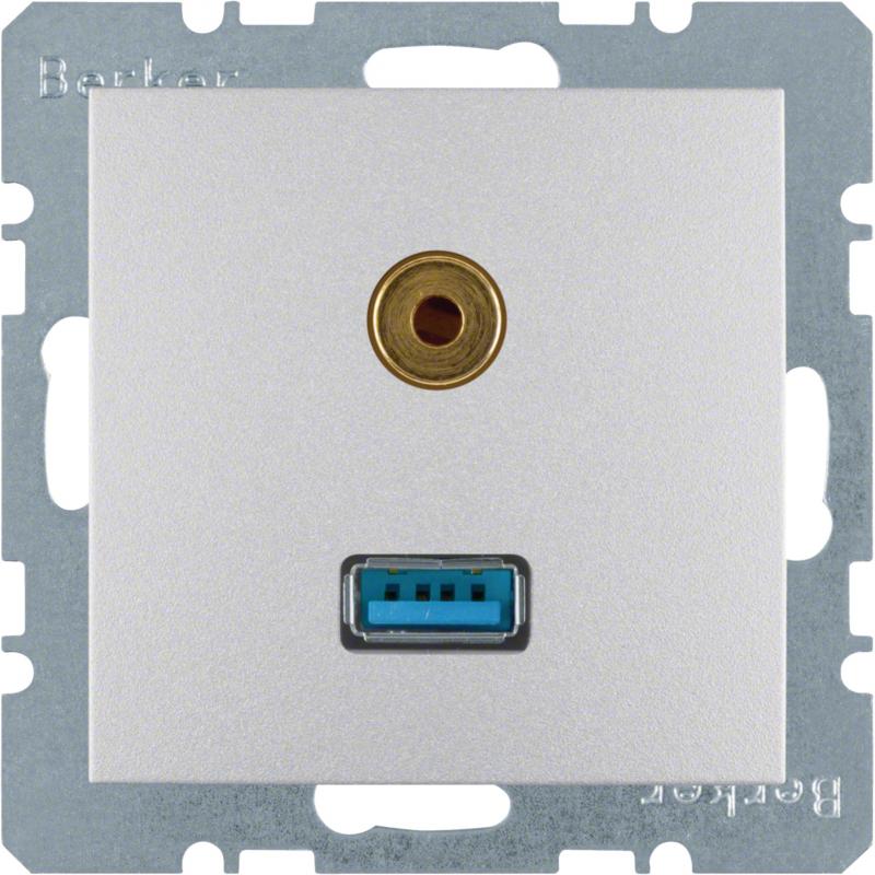Berker 3315391404 USB/3,5 mm Audio Steckdose B.7 alu matt